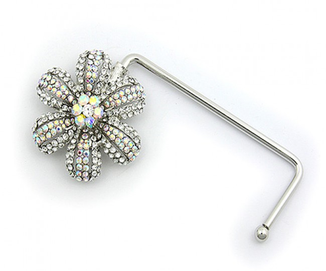 Handbag Hanger - Rhinestone Flower - Clear -BH-GB1290CL